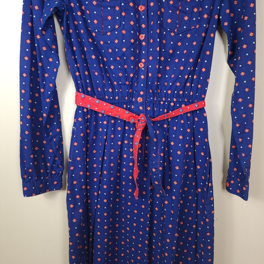 Vintage Lanz Original Cottagecore Blue Floral Long Sleeve Dress Size XS - Picture 3 of 12